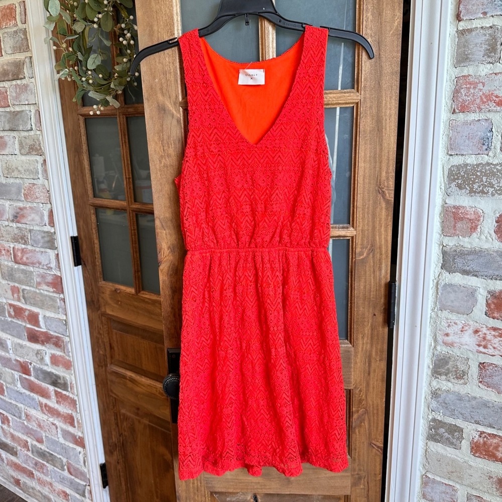 Everly Lace Dress‎ Women M (small) Orange V-Neck Sleeveless Elastic Waist DR3947